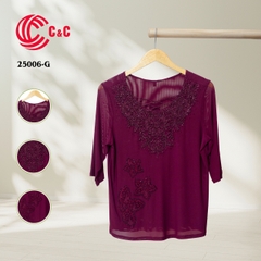 25006 - Elegant Lace Collar with Embroidery and Crystal Accents