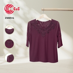 25069 - Embroidery and Beads Neck Lace Overlay