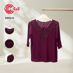 25042 - Lace-Trimmed Cut-Out Sleeves in 9 Colors