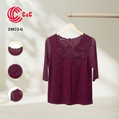 25072 - Round Neck Embroidered Mesh Fabric with 9 Color Variations