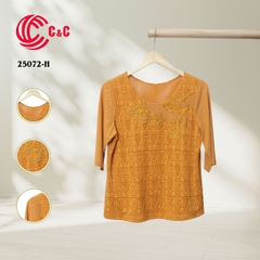 25072 - Round Neck Embroidered Mesh Fabric with 9 Color Variations