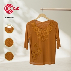 25006 - Elegant Lace Collar with Embroidery and Crystal Accents