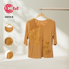 25070 - Round Neck with Lace and Decorative Glass Beads