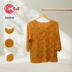 24216 - Round Neck Embroidered Lace Top with 9 Color Options