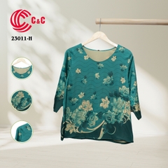 23011 - Silk Fabric with Colorful Floral Prints in 10 Colors