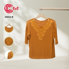 25042 - Lace-Trimmed Cut-Out Sleeves in 9 Colors