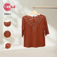 25042 - Lace-Trimmed Cut-Out Sleeves in 9 Colors