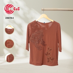 25070 - Round Neck with Lace and Decorative Glass Beads