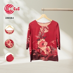 23018 - Peony Floral Pattern with Decorative Glass Stones