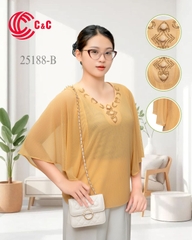 25188 - Modern Batwing Sleeves Blouse with Unique Embroidered and Beaded Design
