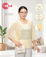 25188 - Modern Batwing Sleeves Blouse with Unique Embroidered and Beaded Design