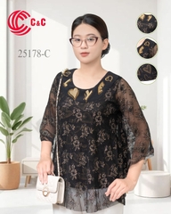 25178 - Ethereal Batwing Sleeves Blouse with Luminous Embroidery and Dazzling Stones