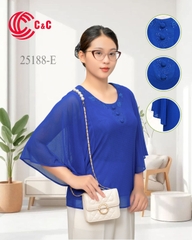 25188 - Modern Batwing Sleeves Blouse with Unique Embroidered and Beaded Design