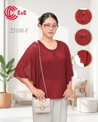 25188 - Modern Batwing Sleeves Blouse with Unique Embroidered and Beaded Design