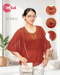 25188 - Modern Batwing Sleeves Blouse with Unique Embroidered and Beaded Design