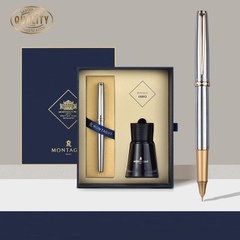 Bút ký Montagut mạ vàng 14k màu bạc sang trọng MT100-03