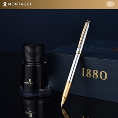 Bút ký Montagut mạ vàng 14k màu bạc sang trọng MT100-03