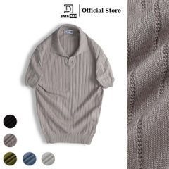Áo Polo nam ngắn tay DATAMAN dệt kim, cổ chữ V, vải cotton chải kĩ mềm mịn, không bai xù - DT22-01