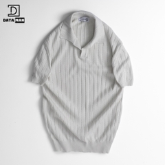 Áo Polo nam ngắn tay DATAMAN dệt kim, cổ chữ V, vải cotton chải kĩ mềm mịn, không bai xù - DT22-01