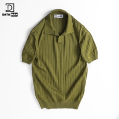 Áo Polo nam ngắn tay DATAMAN dệt kim, cổ chữ V, vải cotton chải kĩ mềm mịn, không bai xù - DT22-01