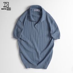 Áo Polo nam ngắn tay DATAMAN dệt kim, cổ chữ V, vải cotton chải kĩ mềm mịn, không bai xù - DT22-01