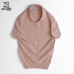 Áo Polo nam ngắn tay DATAMAN dệt kim, cổ chữ V, vải cotton chải kĩ mềm mịn, không bai xù - DT22-01