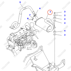 Ống giảm âm khí xả động cơ 3EB-03-31112 (S/N 538001-UP)