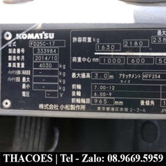 Xe nâng dầu Komatsu 2,5 Cũ FD25C-17 Siêu Rẻ