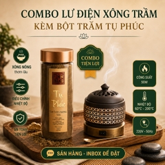 Combo Bột Trầm Tụ Phúc + Lư Điện An Toàn  – Combo Tiện Dụng cho Văn Phòng, Không gian kín