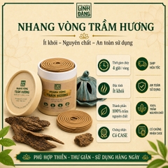 Nhang Vòng Trầm Hương Linh Đăng Cháy 4H – 100% Trầm Tự Nhiên, Ít Khói, Không Hóa Chất - Hộp 24 vòng