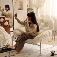 Ghế Sofa Đơn Phong Cách Bắc Âu  Da Chống Xước Cao Cấp  Lõi Bông Mềm Mại  Thiết Kế Cong Êm Ái