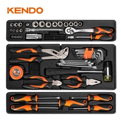 Bộ dụng cụ sửa chữa với 3 khay chứa 70 chi tiết Kendo - 90201