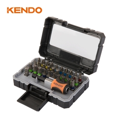 Bộ mũi vít nhiều màu kèm đầu nối bằng thép S2 32 chi tiết Kendo - 32203235