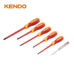 Bộ tua vít cách điện 1000V VDE bằng thép CrV (6 chi tiết/ bộ) Kendo - 20483