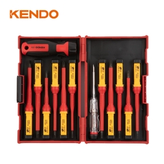 Bộ tua vít cách điện 1000V VDE bằng thép CrV (13 chi tiết/ bộ) Kendo - 20485