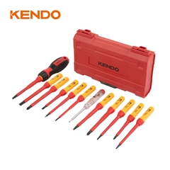 Bộ tua vít cách điện 1000V VDE bằng thép CrV (13 chi tiết/ bộ) Kendo - 20485