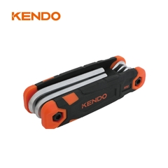 Bộ lục giác bằng thép Cr-V kiểu gấp gọn (8 cái/bộ) Kendo - 20717