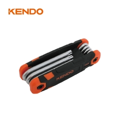 Bộ lục giác hoa thị bằng thép Cr-V kiểu gấp gọn (8 cái/bộ) Kendo - 20718