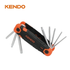 Bộ lục giác hoa thị bằng thép Cr-V kiểu gấp gọn (8 cái/bộ) Kendo - 20718