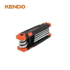 Bộ lục giác hoa thị bằng thép Cr-V kiểu gấp gọn (8 cái/bộ) Kendo - 20718