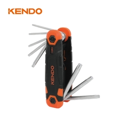 Bộ lục giác hoa thị bằng thép Cr-V kiểu gấp gọn (8 cái/bộ) Kendo - 20718