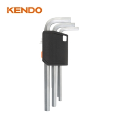 Bộ lục giác chữ L loại dài bằng thép Cr-V (9 cái/bộ) Kendo – 20732