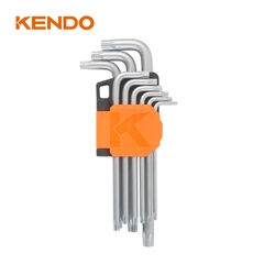 Bộ lục giác đầu hoa thị chữ L loại dài bằng thép Cr-V (9 cái/bộ) Kendo - 20742