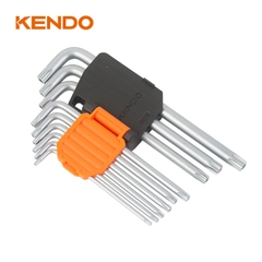 Bộ lục giác đầu hoa thị chữ L loại dài bằng thép Cr-V (9 cái/bộ) Kendo - 20742