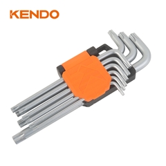 Bộ lục giác đầu hoa thị chữ L loại dài bằng thép Cr-V (9 cái/bộ) Kendo - 20742