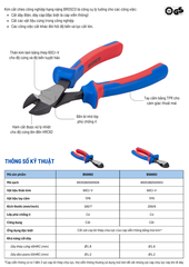 Kìm cắt chéo công nghiệp hạng nặng bằng thép Cr-V kích thước 180mm-200mm Brosco