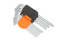 Bộ lục giác đầu hoa thị chữ L loại siêu dài bằng thép Cr-V (9 cái/bộ) Kendo – 20743