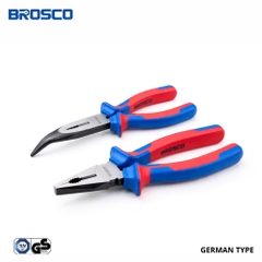 Combo kìm điện và kìm nhọn mỏ cong công nghiệp Brosco cho anh em thợ điện hay đấu điện sống CB58491