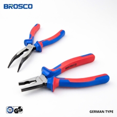 Combo kìm điện và kìm nhọn mỏ cong công nghiệp Brosco cho anh em thợ điện hay đấu điện sống CB58491
