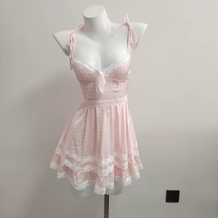Váy 2 dây sexy caro Hồng